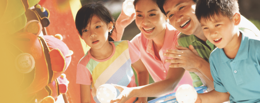 excited family having fin