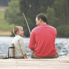 father and son fishing