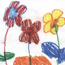 child's drawing of flowers