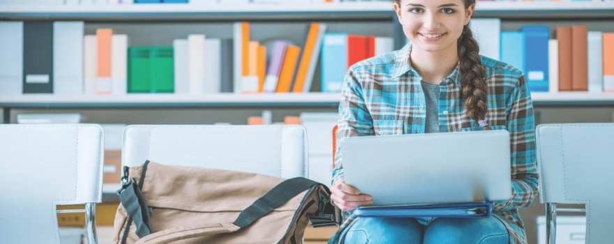 college student with laptop