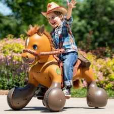 kid on toy horse