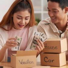 couple saving and budgeting money