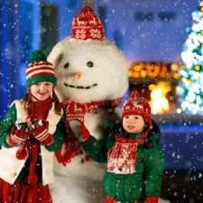 kids with snowman