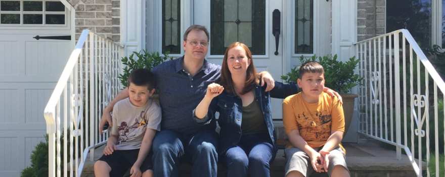 family on stoop