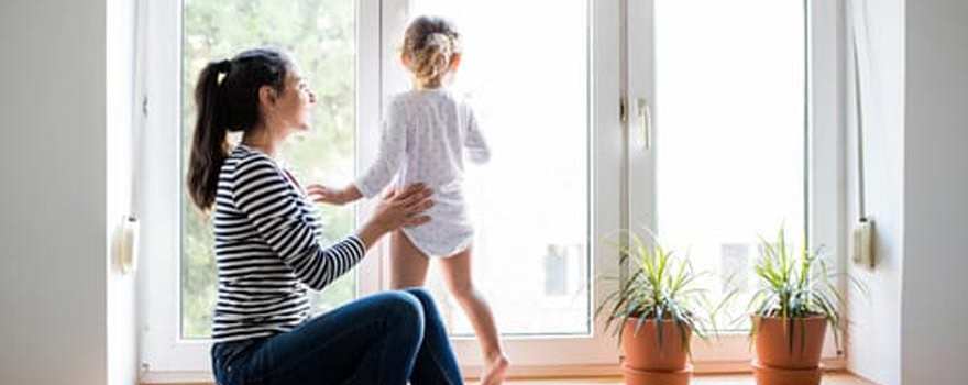 mother and child indoors