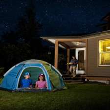 kids camping in backyard