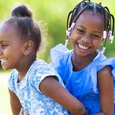 girls playing outdoors