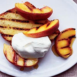 grilled lemon pound cake with peaches and cream