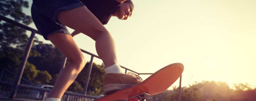 skating at skate park