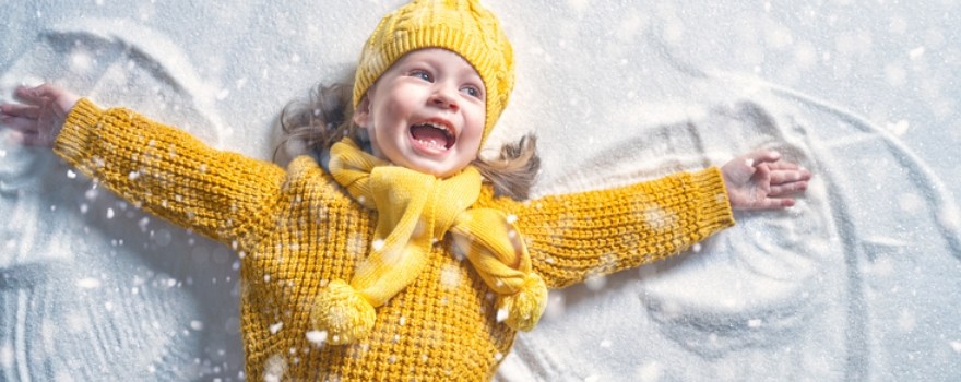 Girl having fun on a snow day; not feeling boredom