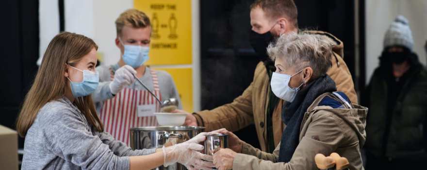 People volunteer at food bank