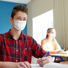 high school kids in masks