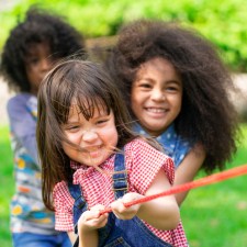 Kids playing tug of war