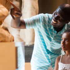 father and daughter at museum