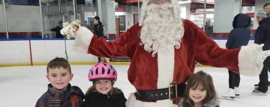 christmas ice skating event with santa