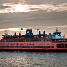 staten island ferry at dusk