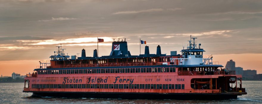 staten island ferry at dusk