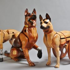 sculptures of wounded military dogs