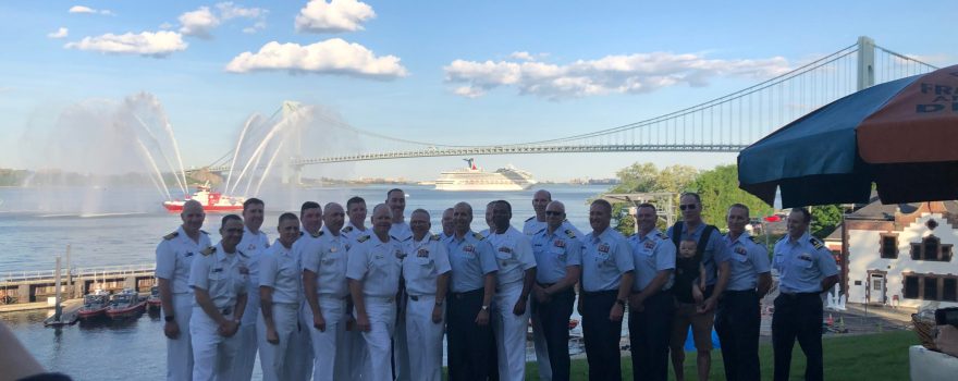 group of U.S. service members in uniform during Fleet Week on Staten Island