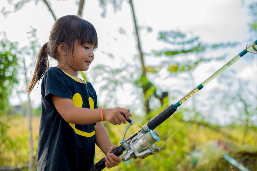 little girl fishing