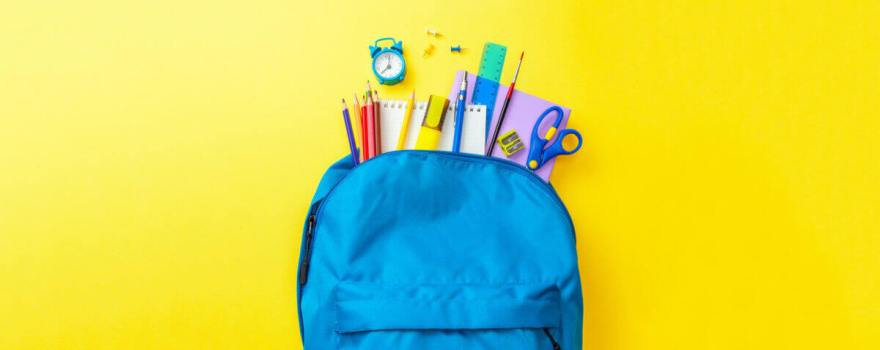 Backpack filled with school supplies